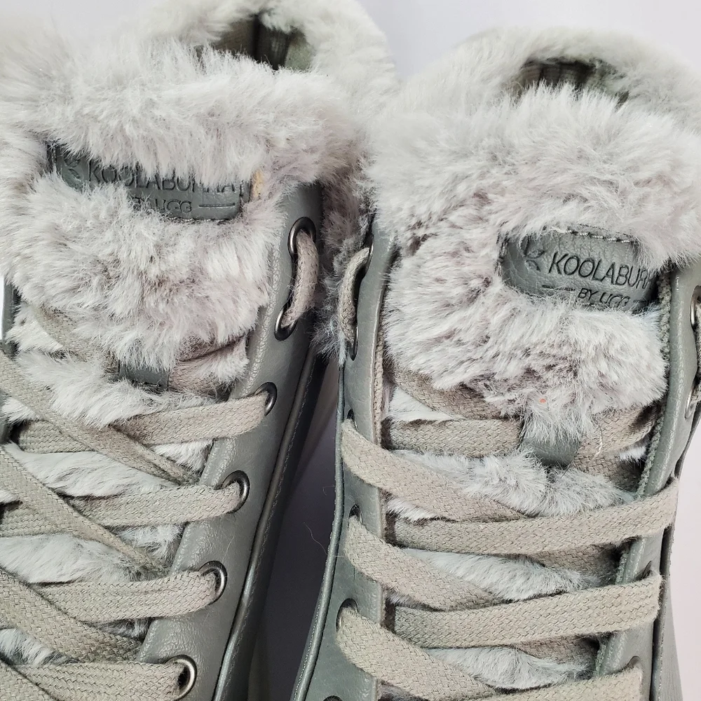 Koolaburra By UGG Women's Gray Sundell Fuzz Faux Fur High-Top Sneakers Size 9